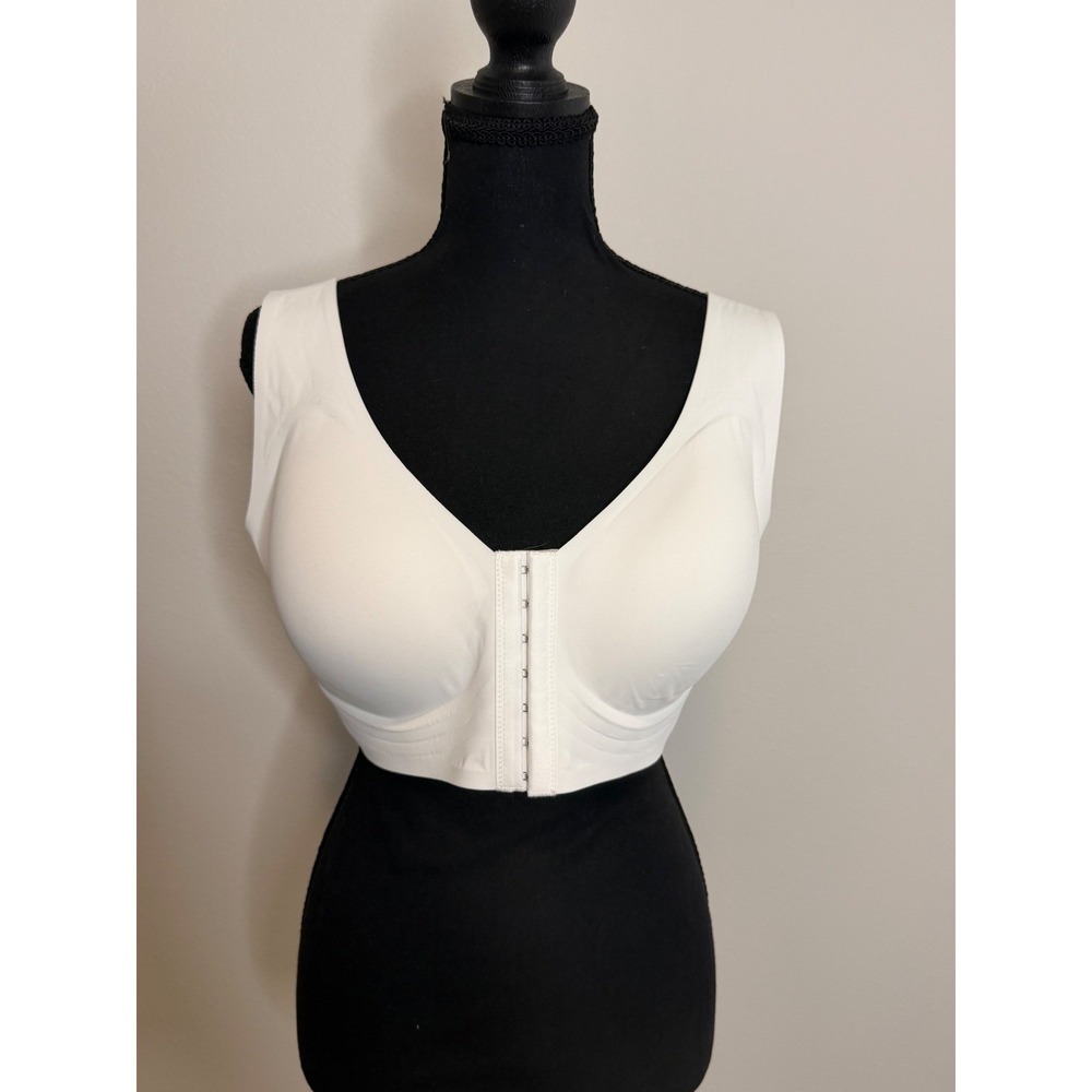 Luna Hug White Front Closure Posture Bra X-Back Support Wireless Sport Bra 2XL